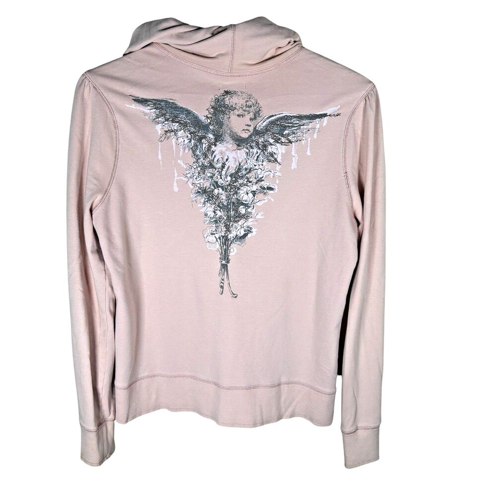 Calvin Klein Hoodie Womens Pink‎ Cherub Angel Measures Med Tagged XL Full Zipper